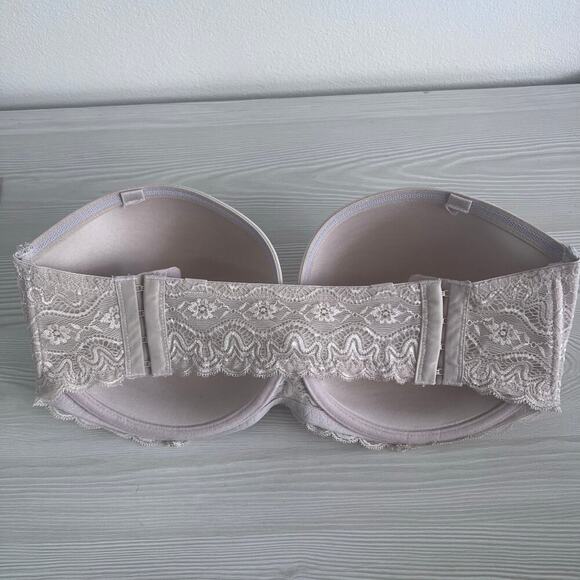 Full Coverage Cream Underwired Strapless Women's Lace Bra Size 38G - Picture 4 of 8
